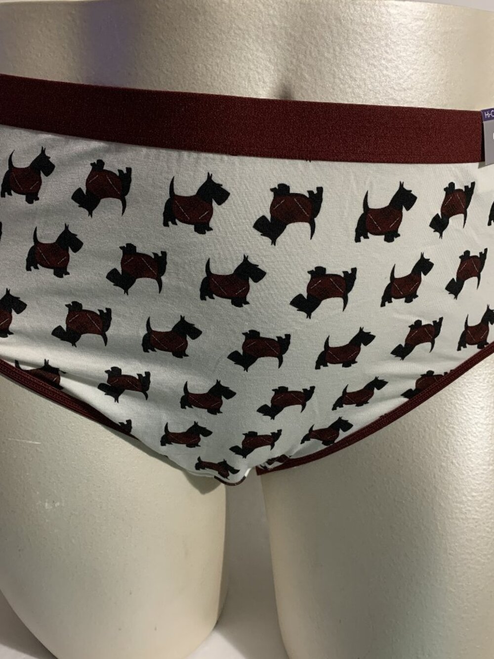 Catherines Hi-Cut Panties Underwear Cotton Blend Scottie Dog White Plus 2X